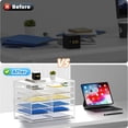 thumbnail image 5 of 12 Compartments Paper Organizer for Desk, Mesh Literature Organizer, Mail File Sorter Tray with Handle, Desktop Mailbox for Office Classroom Home - White, 5 of 6