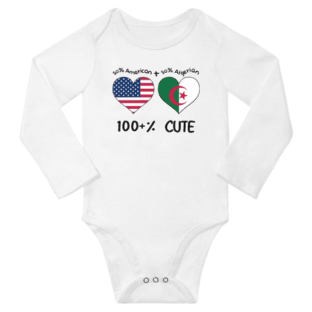 

50% American + 50% Algerian = 100+% Cute Baby Long Slevve Jumpsuits (White 12-18 Months)