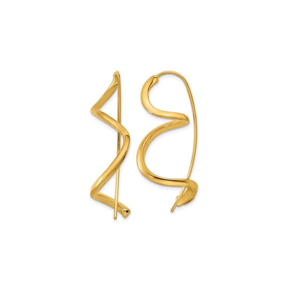14K Yellow Gold Spiral Threader Dangle Earrings