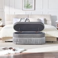 thumbnail image 5 of CQSXDA Multi-Functional Fringe Trim Oval Storage Ottoman With Lift-Top Lid 39 Inches Long With Metal Frame For Bedroom And Living Room, Grey, 5 of 9