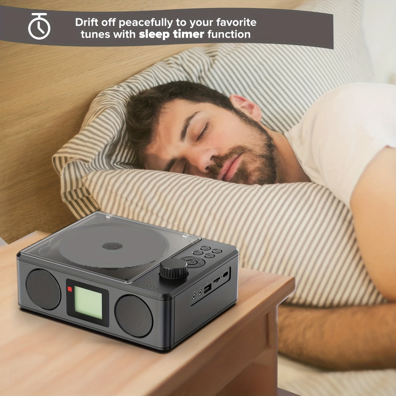 CD Player with Speakers And Remote: Rechargeable BT Desktop CD Radio with Sleep Timer,  Portable CD Players for Home Outdoor, USB/TF/LCD Display/Earphone Jack, Music Lover/Gift