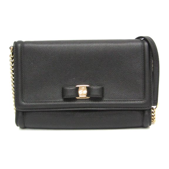 Pre-Owned Salvatore Ferragamo Vara Small Chain Shoulder Bag AU-21 2976 Women's Leather Clutch...