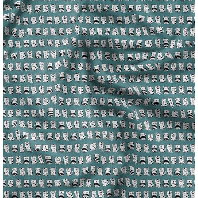 Soimoi Moss Tissu Georgette Imprimé Animal Chat au Mètre 42 Pouces de Large