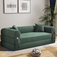 thumbnail image 3 of AC Pacific 3-in-1 Convertible Sleeper Sofa with Pillows & Storage – High-Density Foam, Light Green, 3 of 5
