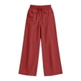 thumbnail image 6 of Tqcoqu Wide Leg Palazzo Pants for Women, Casual Drawstring Flowy Beach Linen Trousers with Pockets for Vacation Daily, 6 of 7