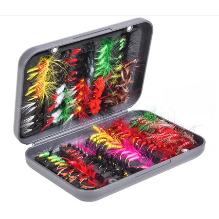 Fly Fishing Flies Kit- 100pcs Handmade Fly Fishing Lures- Dry Fly, Wet Fly, Nymph and Streamer Fly Lure Assotment + Waterproof Fly