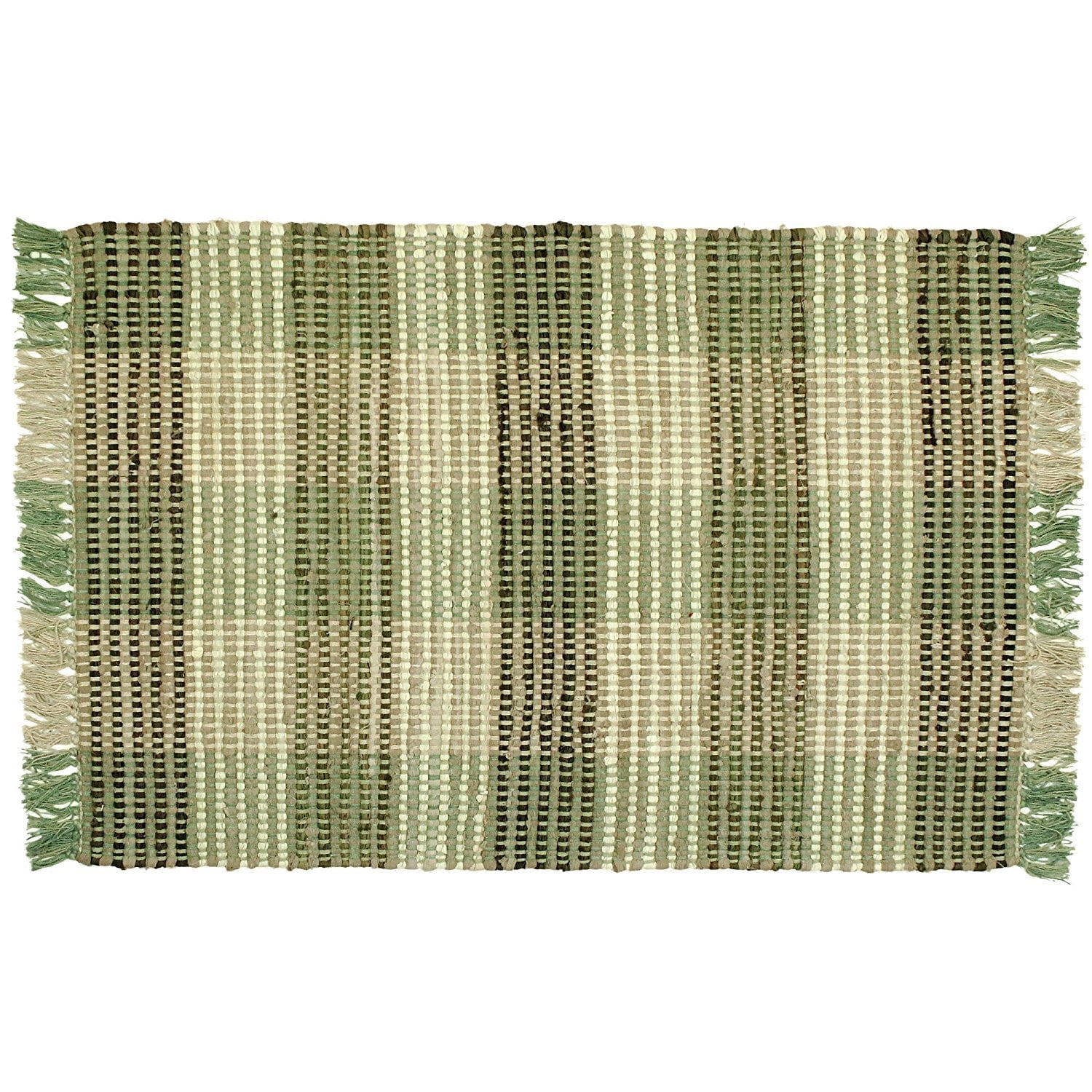 Williamsburg Sage Green Plaid Rag Rug, 2 x 3, Collection India