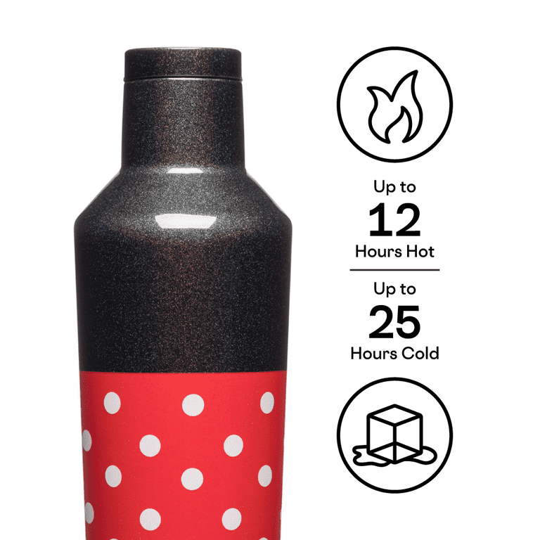  Corkcicle Disney Minnie Insulated Canteen Travel Water Bottle,  Triple Insulated with Easy Grip, Keeps Beverages Cold for 25 Hours or Warm  for 12 Hours, 16 oz, Polka Dot Red : Baby