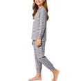 thumbnail image 5 of Purcolt Boys and Girls Plaid Pajama Sets Comfort Breathable Long Sleeve Tops and Elastic Waisted Pants PJS Sleepwear Soft Lounge Set 0-14 Years, 5 of 7