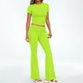 thumbnail image 2 of 2 Picec of Outfit Sets for Womens Fashion Plus Size Summer and Autumn Casual Spring And Solid Color Short Sleevele Round-Neck Blouses Long Pant Elastic Waist Sets, 2 of 8