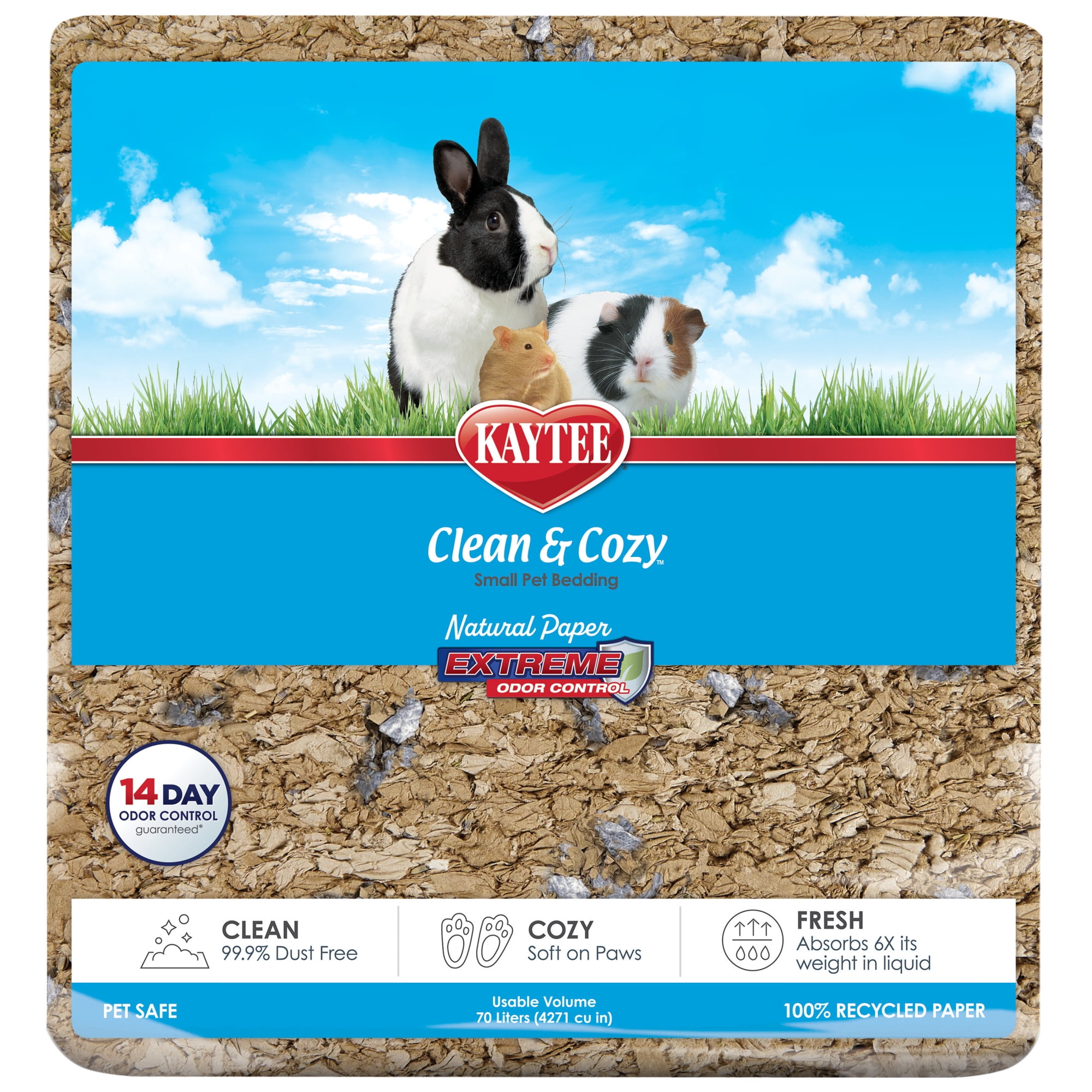 Kaytee Clean & Cozy Natural Paper with Extreme Odor Control Bedding 70 Liters