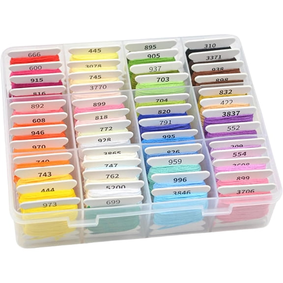 Multi-Color Embroidery Yarn With Transparent Storage Box, 50 Skeins Cross Stitch Thread Set For Halloween Christmas DIY Crafts (50Skeins)