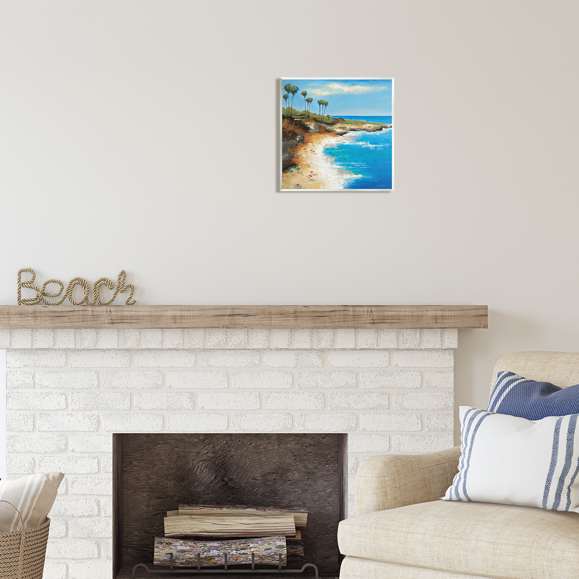 Stupell Industries Summer Beach Cove Nature Painting Unframed Art Print Wall Art, 12 x 12