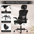 thumbnail image 4 of Pinmoco Ergonomic Office Chair with Footrest, High Back Mesh Desk Chair with Flip-up Arms and Lumbar Support, Starry Green, 4 of 9
