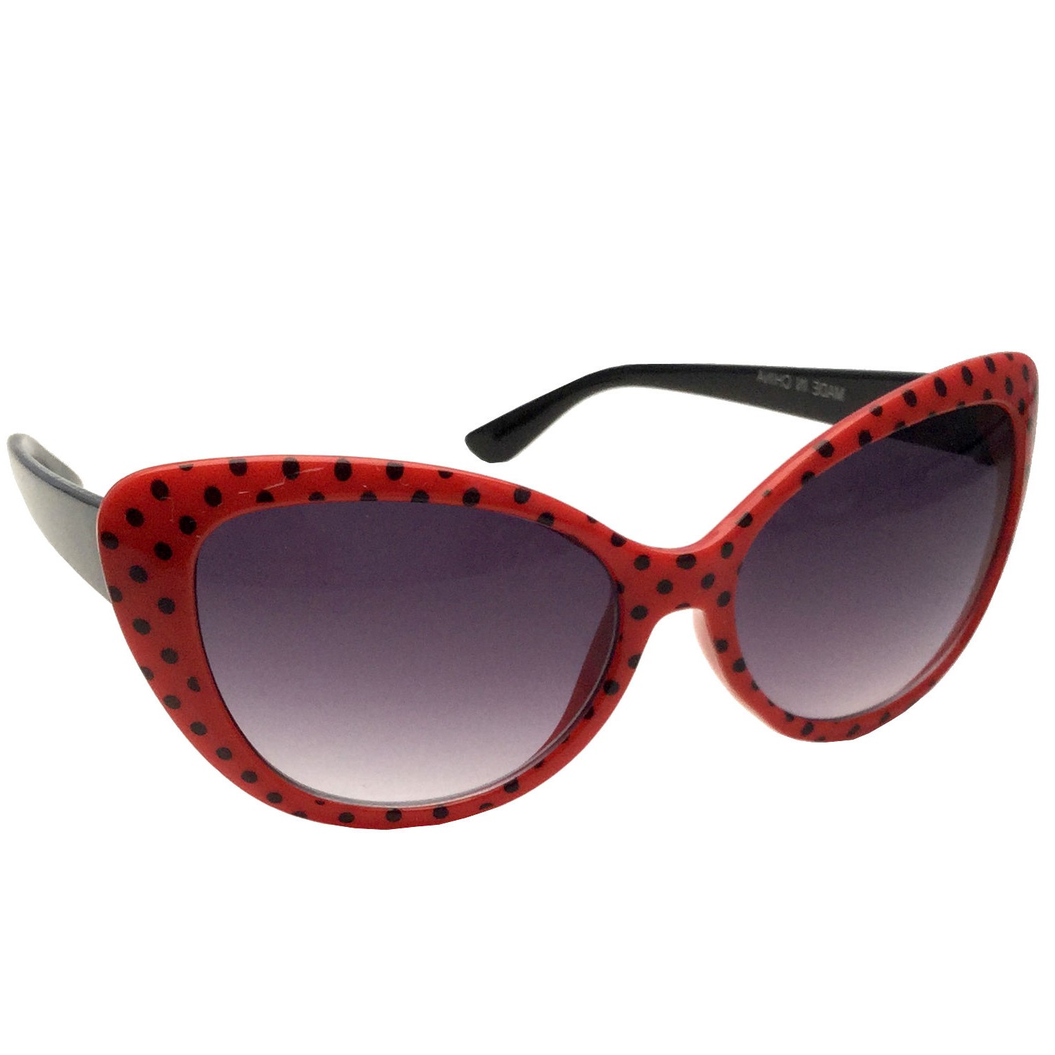 grinderPUNCH GIRLS Kids Fashion Sunglasses Cat Eye Polka Dot 50s/60s Retro Vintage Style Age 2-12 Red - image 3 of 5