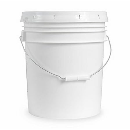5 Gallon White Plastic Buckets with Lids & Handles - Set of 6, Food Grade HDPE, Heavy Duty, .09" Thick, All Purpose Utility Pails