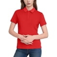thumbnail image 3 of Rvasteizo Womens Summer Short Sleeve Turndown Collar Blouse Shirt Solid Color Short Sleeve Turndown Collar Casual Top, 3 of 5