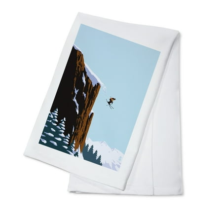 

Skier Jumping (100% Cotton Tea Towel Decorative Hand Towel Kitchen and Home)
