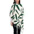thumbnail image 4 of Cauagu Palm Branch With Leaves Print Women Wrap Shawl tassels Scarves Retro Scarf 77.6"X28.3", 4 of 8