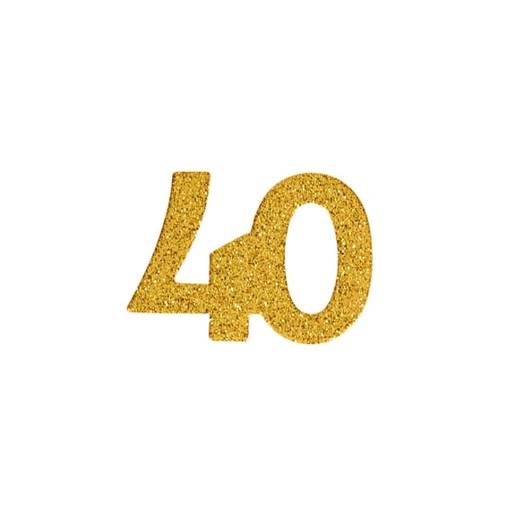 Celebrate It Party Confetti – “40†Number Confetti with Glitter Accents - Gold - 1.67" x 1.97" - 12 Packs (240 Pieces Total)