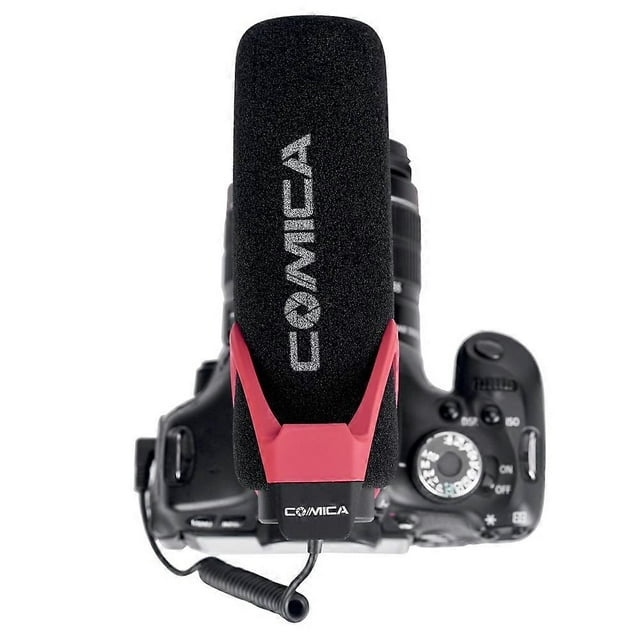 COMICA CVM-V30 LITE Microphone with Super-cardioid Polar Pattern Cold-shoe Design Condenser MIC for Smartphone Camera Red