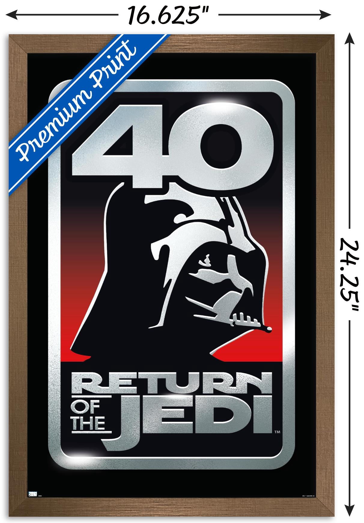Star Wars: Return of the Jedi - 40th Vader Logo Wall Poster, 14.725" x 22.375" Framed