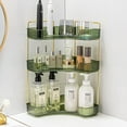 thumbnail image 5 of Corner Bathroom Counter Organizer Bathroom Countertop Shelf Makeup Organizer for Vanity Perfume Tray for Corner Storage (2 Tiers, Green), 5 of 6