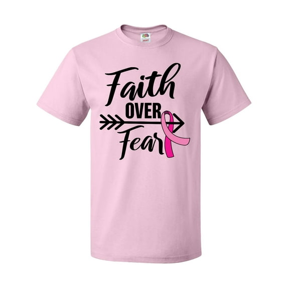 Inktastic Breast Cancer Awareness Faith over Fear with Pink Ribbon and Arrow T-Shirt
