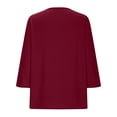thumbnail image 4 of GERsome Plus Size 3/4 Sleeve T-Shirts for Women V-Neck Loose Fit Casual Trendy Blouses Wine XL, 4 of 6