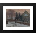 thumbnail image 2 of Otto Modersohn 24x19 Black Modern Framed Museum Art Print Titled - Winter Evening, Fischerhuder Church with Heimathaus (1940), 2 of 5