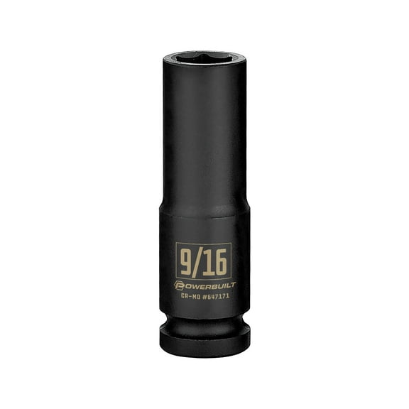 Powerbuilt 1/2 Inch Drive x 9/16 Inch 6 Point Deep Impact Socket - 647171