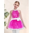 thumbnail image 5 of inlzdz Girls Sparkly Sequins Sleeveless Ballet Dance Dress Princess Party Ballerina Tutu Skirt Leotard Hot Pink 8, 5 of 7