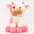 thumbnail image 1 of Peluche de vaca en blanco y negro con forma de flor sonriente, muñeco de ternero sentado, concha de cuero, regalo de cumpleaños, muñeca de trapo para niña, 1 of 6