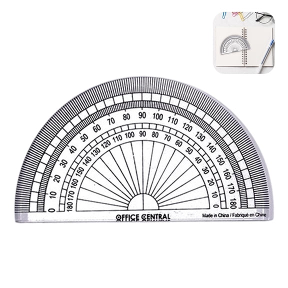 YSKING Plastic Protractor, 180‑Degree 3.94 in Clear Transparent Angle Measure Tool, Dual‑Scale Geometry Protractor for Drafting Drawing & Craft Layout