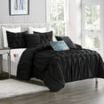 thumbnail image 2 of Mocassi 12-Piece Comforter Set, Ella Bedding Collection includes 6-Piece Smart Sheet Set, Matching Shams & Decorative Pillows, Full/Queen, Black, 2 of 7