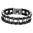 thumbnail image 1 of EeaseMX Pulsera elegante y refinada de acero inoxidable y silicona para hombre, cadena de eslabones huecos, pulsera de eslabones para hombre, joyería para hombre., 1 of 3