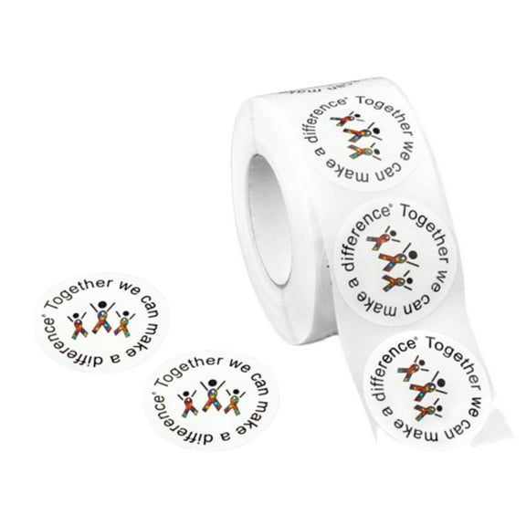 Autism Ribbon Make A Difference Stickers (250 per Roll)