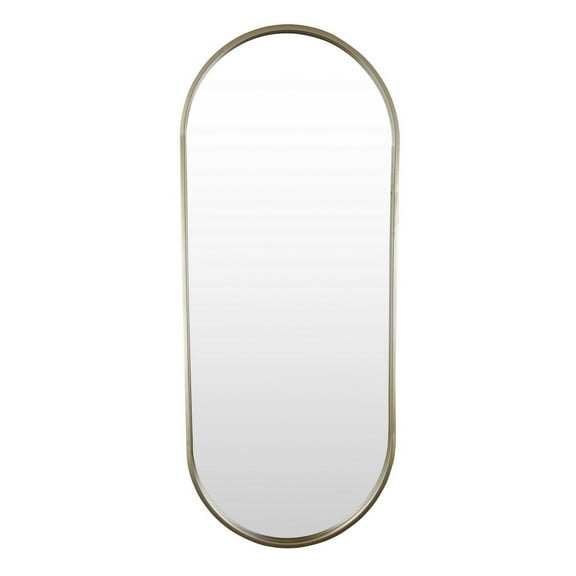 Fenny Wall Mounted Mirror Decor, Oval Shape, 16 x 40, Champagne Metal