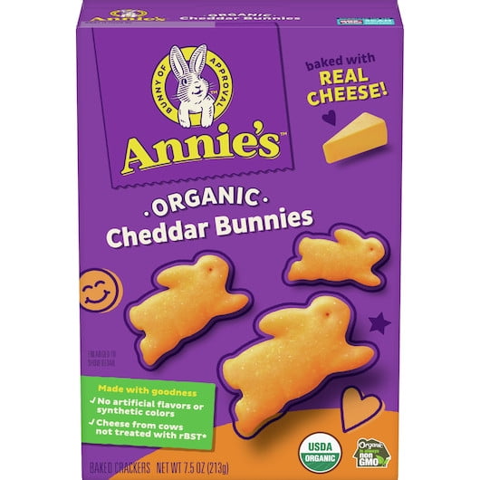 (12 pack) Annie's Organic Cheddar Bunnies Baked Snack Crackers, Original, 7.5 oz