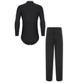 thumbnail image 2 of Aislor Mens Ballroom Dance Latin Salsa Set Sparkling Rhinestone V Neck Bodysuit Tops with Straight Leg Pants Black L, 2 of 7