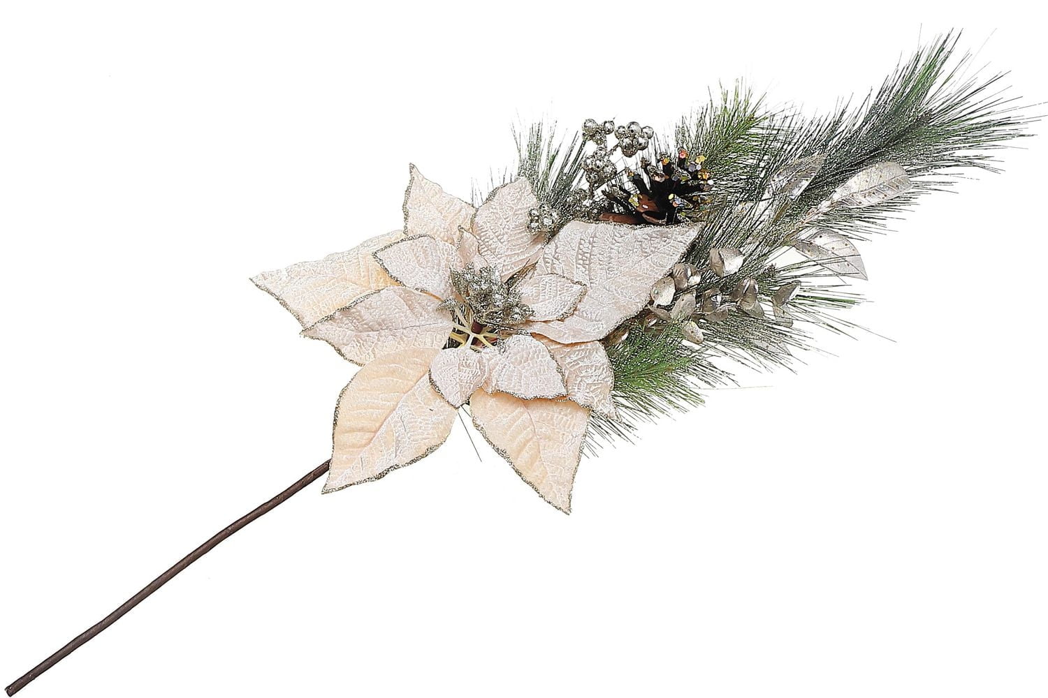 Poinsettia And Pinecone Stem