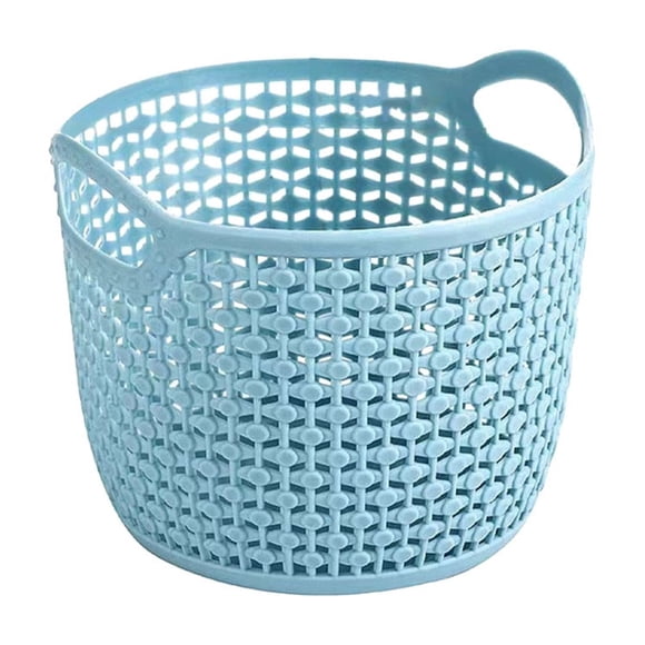 Imitation Rattan Desktop Storage Basket, Plastic Indoor Organizer Basket, Small Toiletries Storage Basket for Home and Office