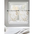 thumbnail image 5 of White Gold Abstract Tier Curtains 24 Inch Length, Sheer Curtains for Bedroom Living Room Window Modern Marble Geometric Rod Pocket Voile Drapes Kitchen Curtains Small Half Window 27.5"x24" 2 Panels, 5 of 6