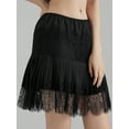 thumbnail image 4 of Women's Lace Half Slip Skirt Low Rise Pleated Ruffle LaceTrim Mini Skirt Layered Flowy Underskirt, 4 of 8