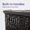 thumbnail image 6 of Superio 60L Large Wicker Plastic Laundry Hamper with Lid Root Beer Brown 2 Pack, 6 of 8