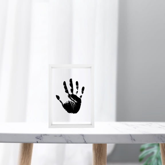 OUNONA Freestanding and Wall Hanging White Wooden Frame for Handprint Memories