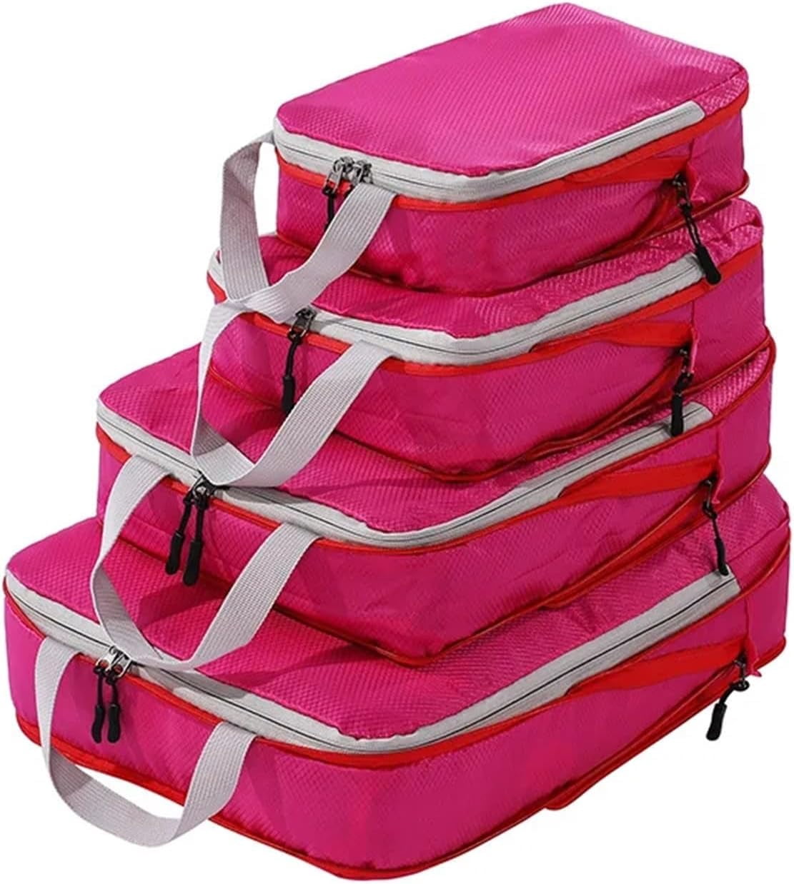 XiHAMA Packing Cubes for Suitcase Travel Storage Bag Compressible Packing Cubes Foldable Waterproof Travel Suitcase Nylon Portable with Handbag Luggage Organizer(Deep BLUE 4pcs)