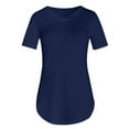 thumbnail image 3 of XMHJSMD Shirts for Women Summer Women's V Neck Short Sleeved Loose T Shirt With Arc Hem Large Size Solid Color Top(Navy Blue,Xxxxl), 3 of 6