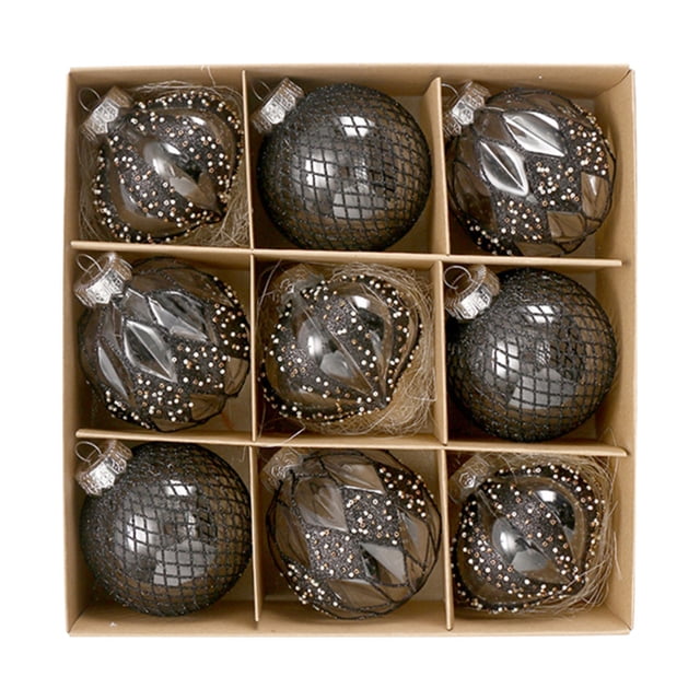 Xihbxyly Juego de Bolas para Árbol de Navidad, Luces Brillantes, 9 Bolas Colgantes, Plástico, Duraderas E Indeformables, Perfectas para Fiestas, Decoración Festiva Del Hogar, Fáciles de Colgar, Multi