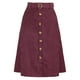 thumbnail image 1 of Falda midi de cintura alta Allegra K para mujer de pana con cinturón y botones Borgoña S, 1 of 6